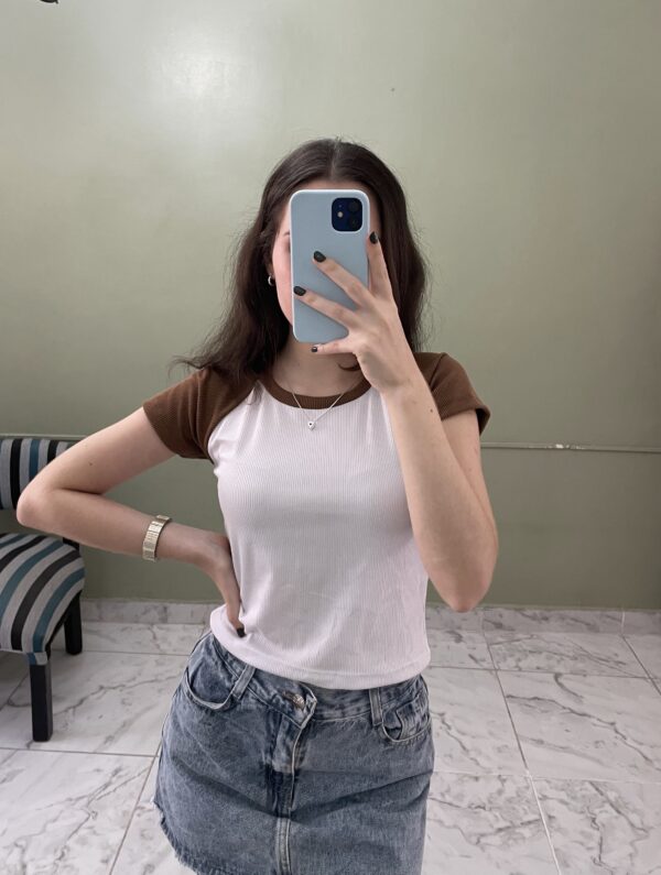 Remera combinada Blanco con Color