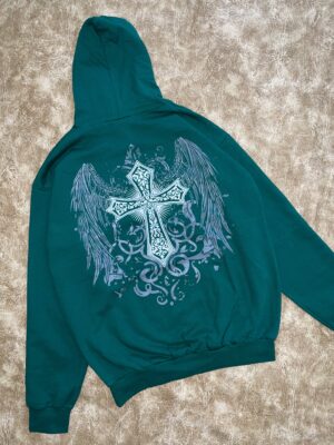 img_8349 Buzo Frizado Verde Petroleo Cruz